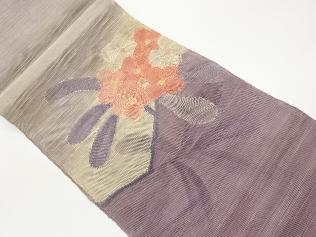 JAPANESE NAGOYA OBI FOR SUMMER / TSUMUGI / WOVEN FLOWER